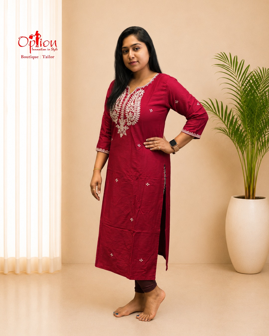 Ruby Royale Pure Cotton Embroidered Kurti